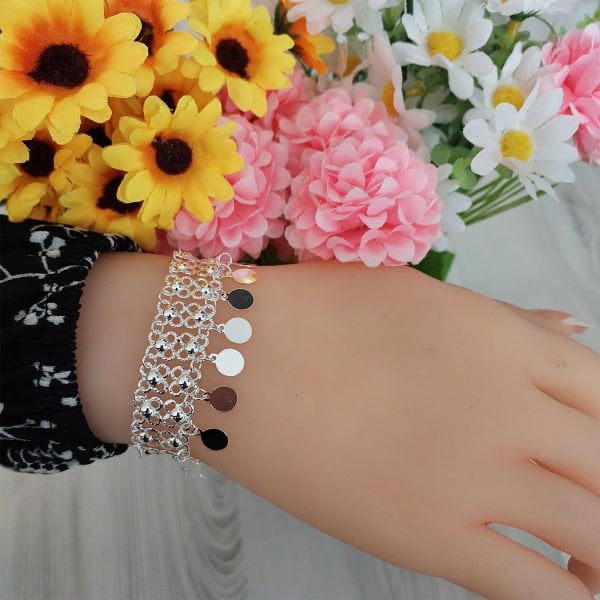 Gümüş Kişniş Pullu Bileklik