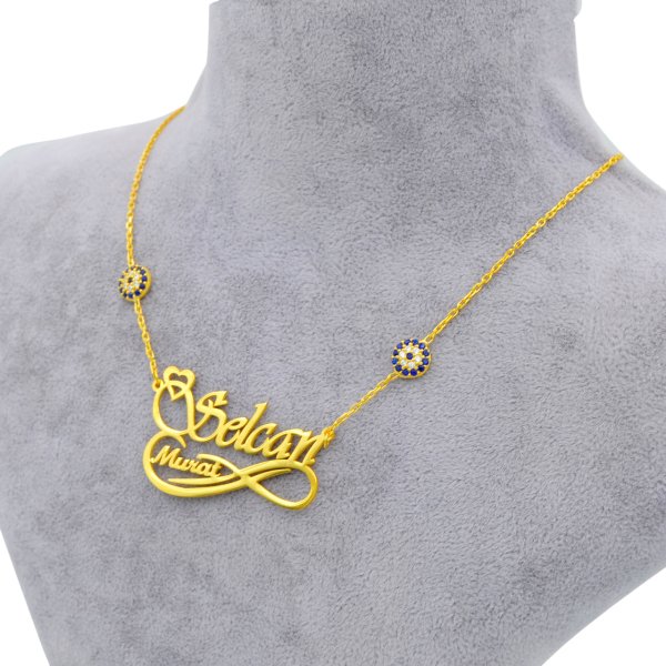 Gümüş Çift Nazarlık Sonsuzluk İsimli Kolye