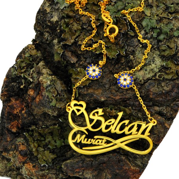 Gümüş Çift Nazarlık Sonsuzluk İsimli Kolye