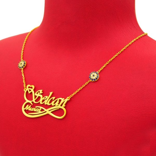 Gümüş Çift Nazarlık Sonsuzluk İsimli Kolye