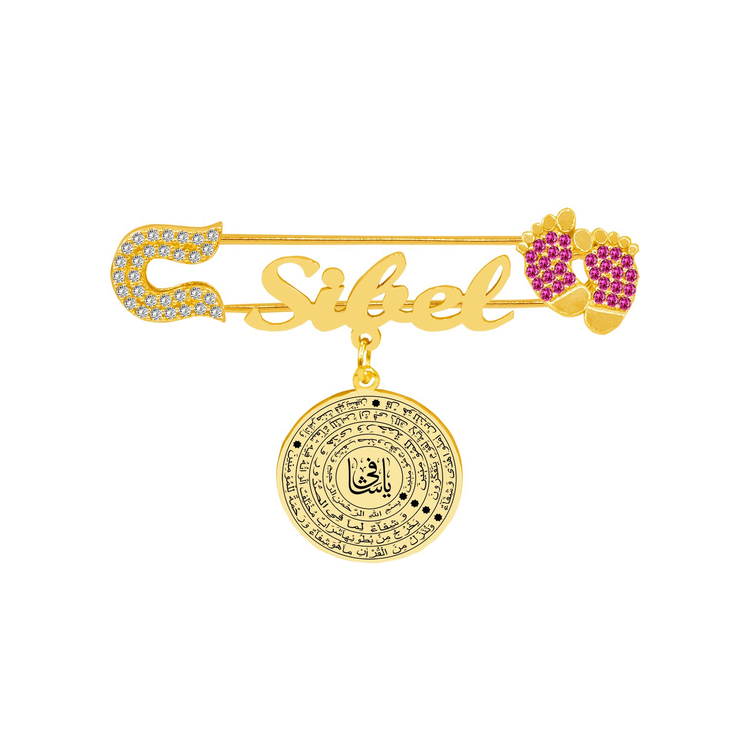 Gümüş Ya Şafi Yazılı İsimli Bebek İğnesi