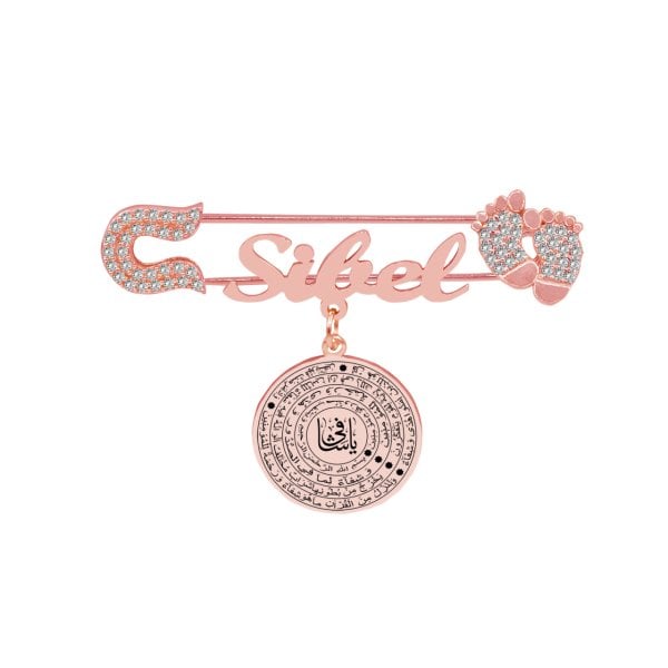 Gümüş Ya Şafi Yazılı İsimli Bebek Yaka İğnesi