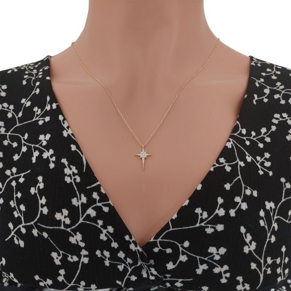 Gümüş Taşlı Kutup Yıldızı Kolye