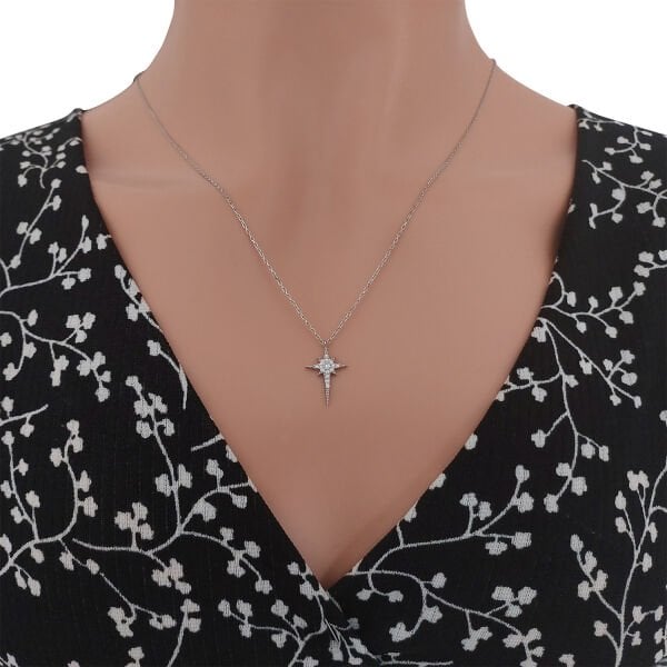 Gümüş Taşlı Kutup Yıldızı Kolye