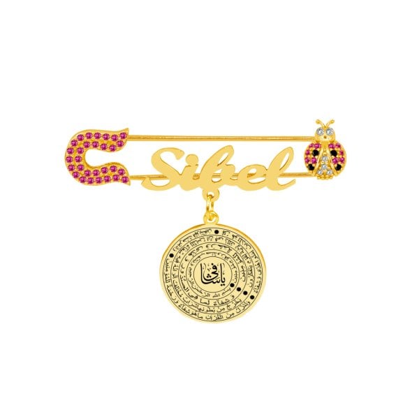 Gümüş Şifa Ayeti Yazılı İsimli Bebek İğnesi