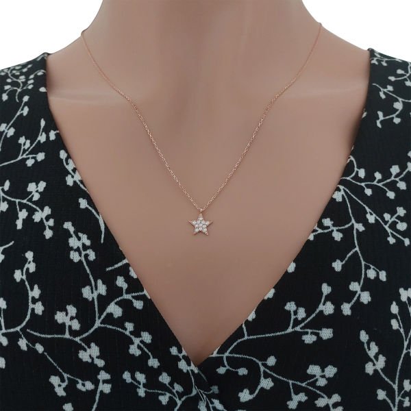 Gümüş Taşlı Minik Yıldız Kolye