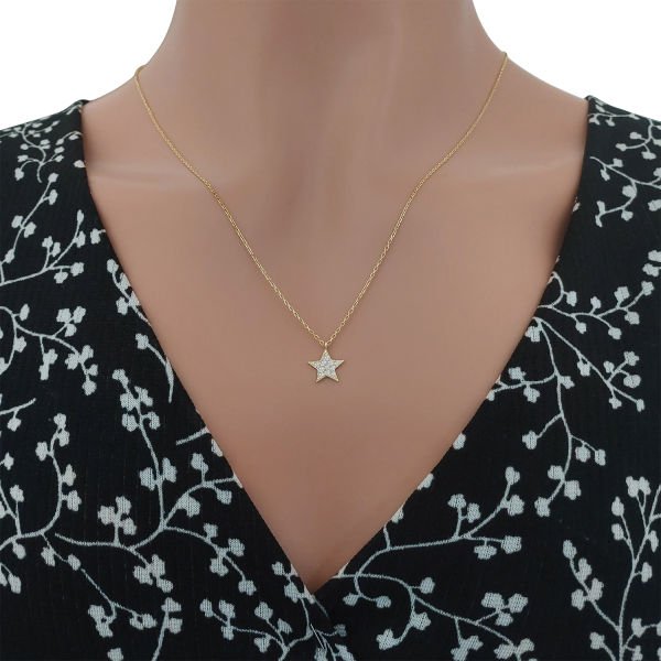 Gümüş Taşlı Minik Yıldız Kolye