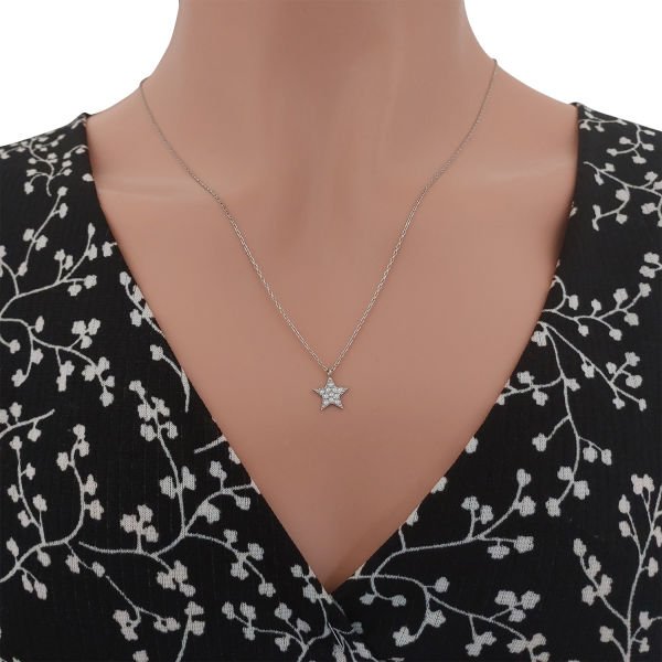 Gümüş Taşlı Minik Yıldız Kolye
