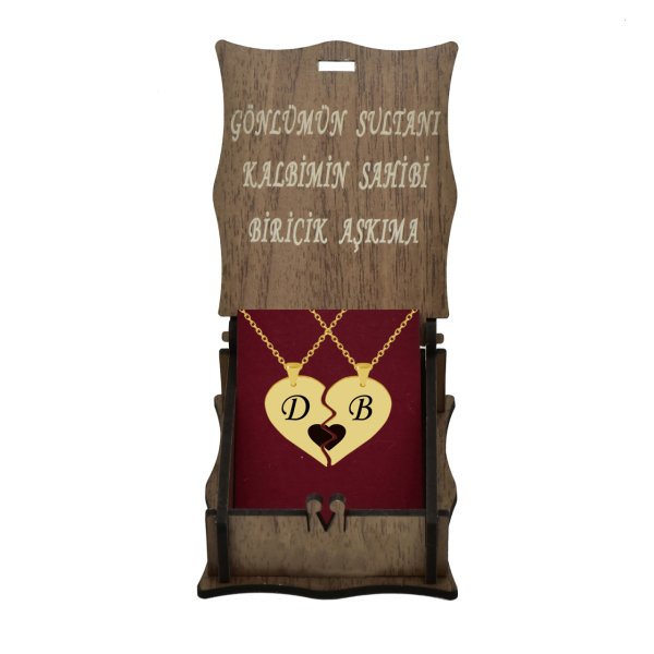 Gümüş Özel Tasarım Kalbimin Yarısı Harfli Kolye