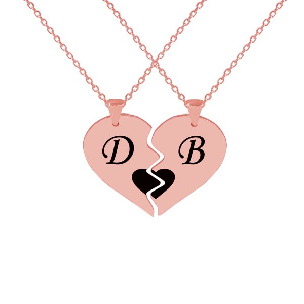 Gümüş Özel Tasarım Kalbimin Yarısı Harfli Kolye