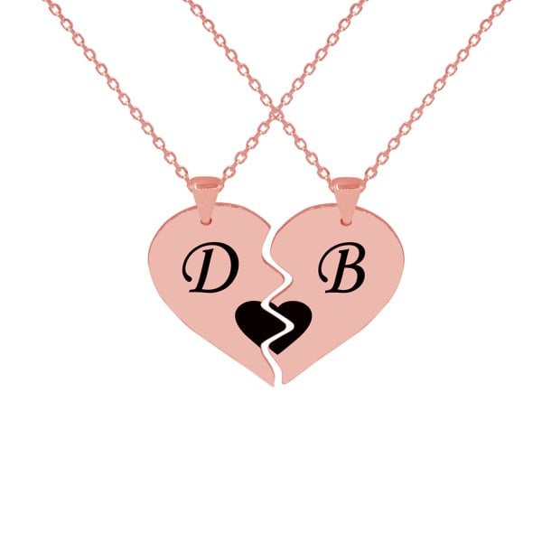 Gümüş Özel Tasarım Kalbimin Yarısı Harfli Kolye