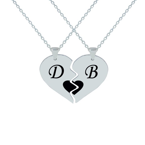 Gümüş Özel Tasarım Kalbimin Yarısı Harfli Kolye