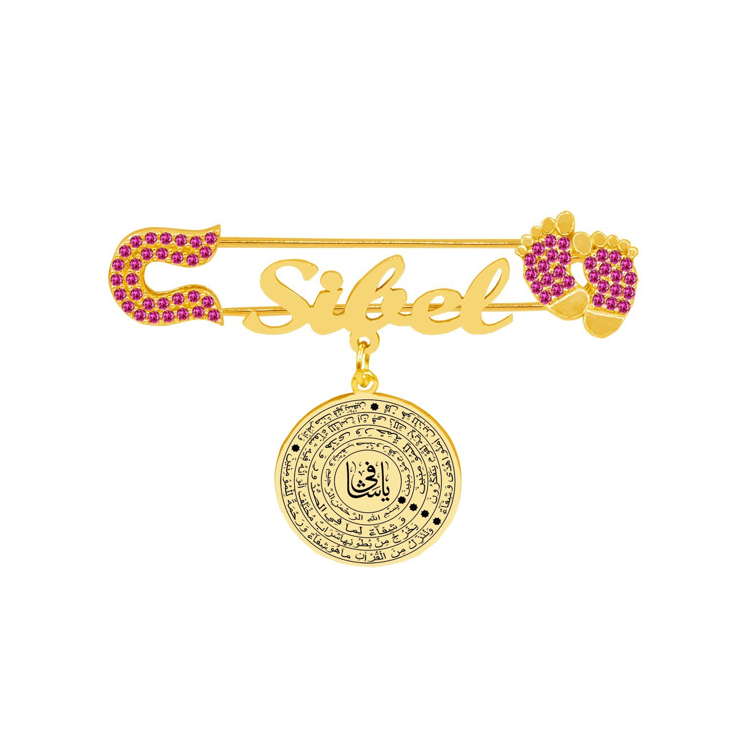 Gümüş Şifa Ayeti İsimli Bebek Nazar İğnesi