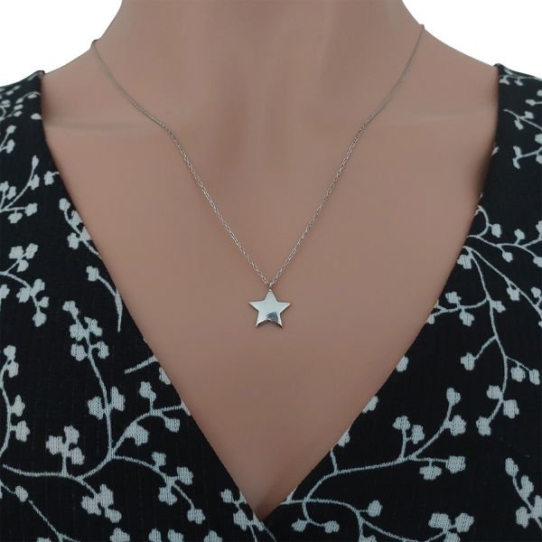 Gümüş Taşsız Yıldız Kolye