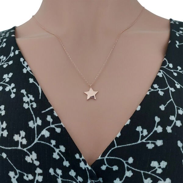 Gümüş Taşsız Yıldız Kolye