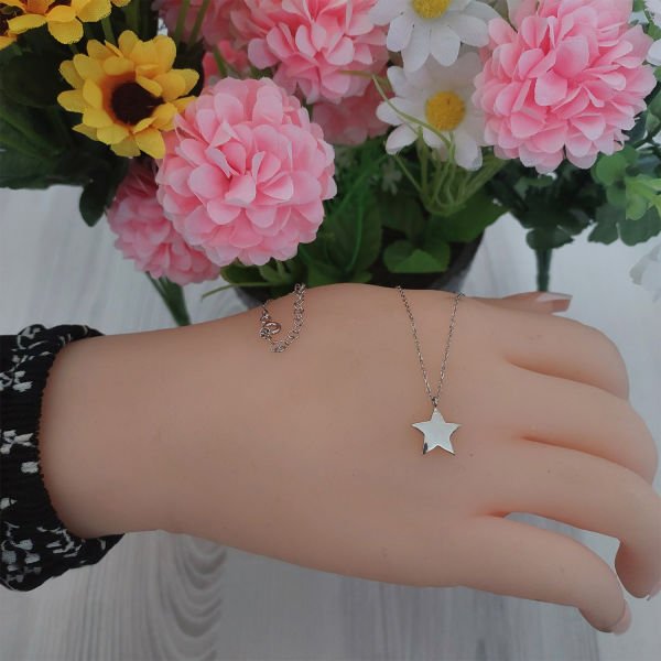 Gümüş Taşsız Yıldız Kolye