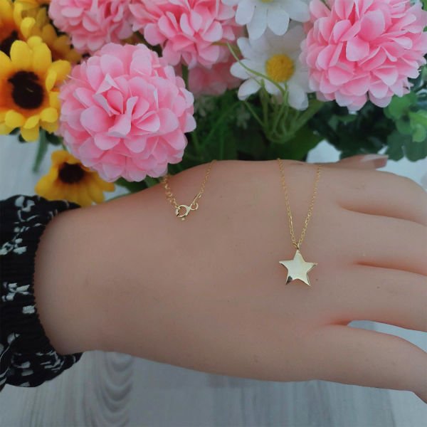 Gümüş Taşsız Yıldız Kolye