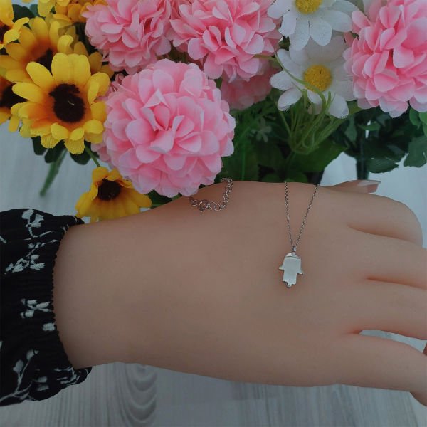 Gümüş Taşsız El Kolye