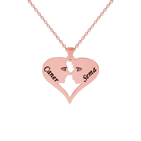 Gümüş Kalpli Göz Göze İsimli Kolye