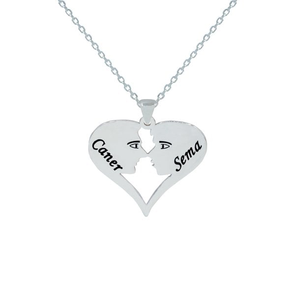 Gümüş Kalpli Göz Göze İsimli Kolye