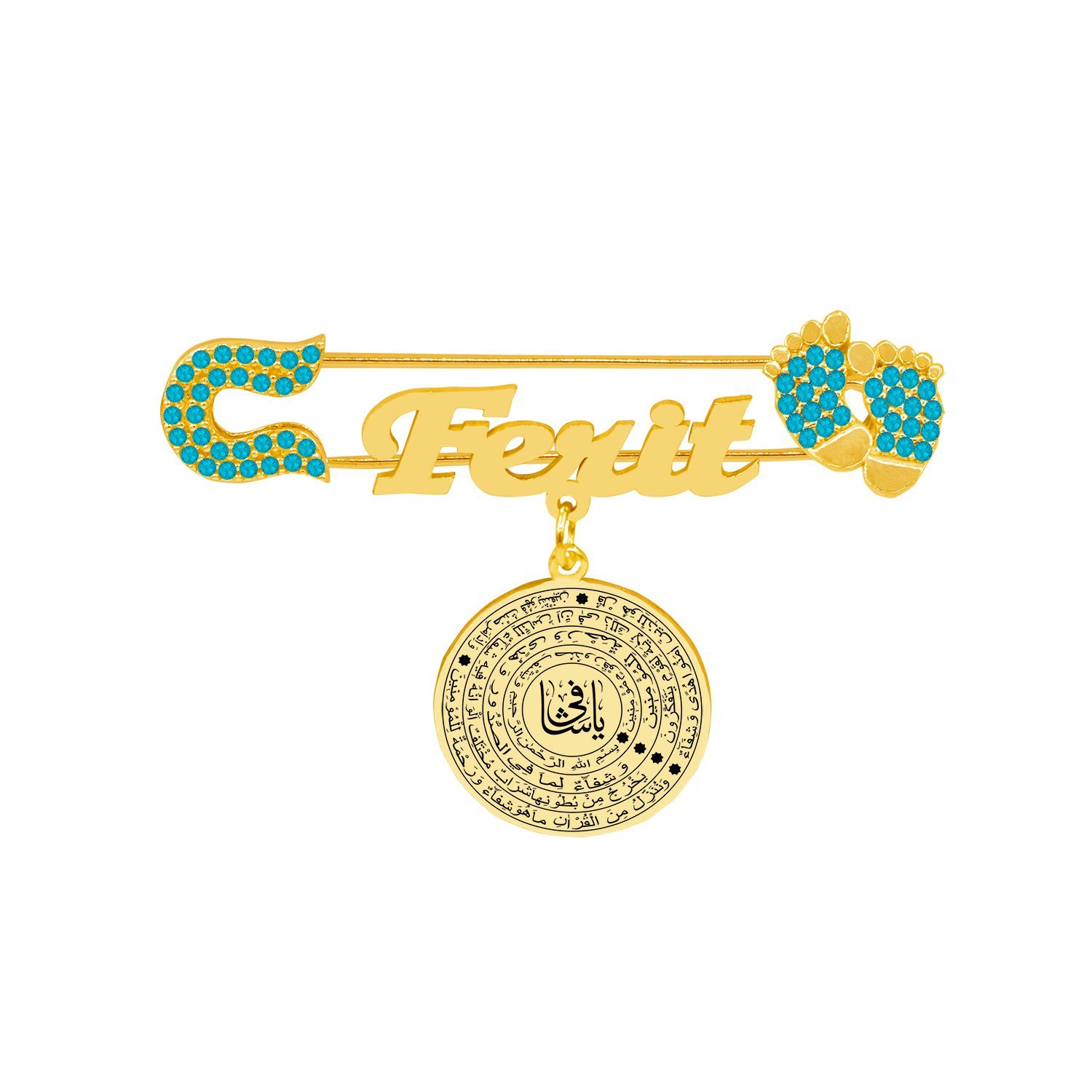 Gümüş Şifa Duası İsimli Bebek Çatal İğnesi