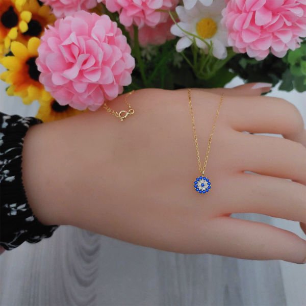 Gümüş Nazar Boncuklu Bayan Kolye