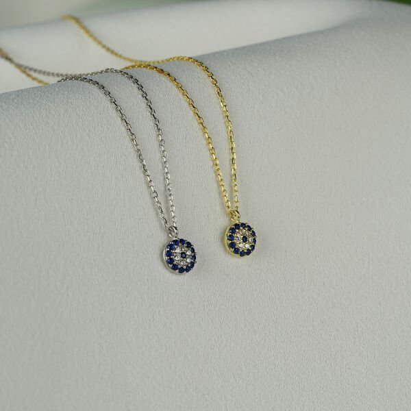 Gümüş Nazar Boncuklu Bayan Kolye