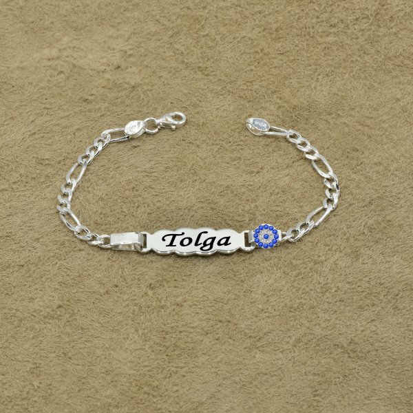 Gümüş Nazar Boncuklu İsimli Çocuk Bileklik