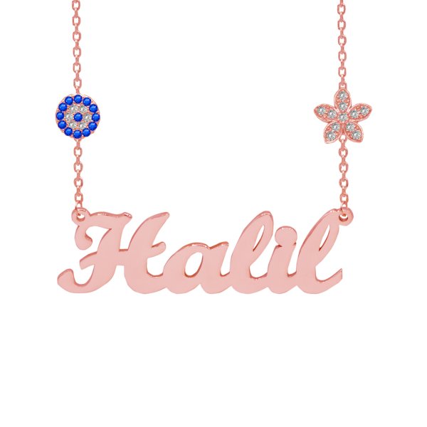 Gümüş Papatya Nazar Boncuklu İsimli Kolye