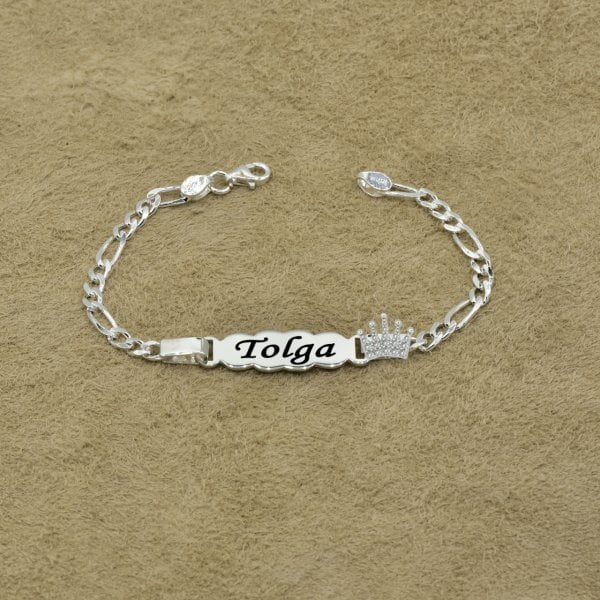 Gümüş Taçlı İsimli Çocuk Bileklik