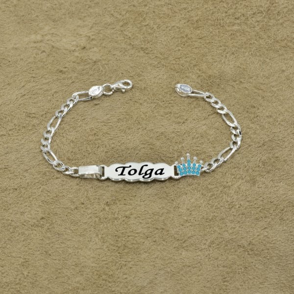 Gümüş Taçlı İsimli Bebek Bileklik