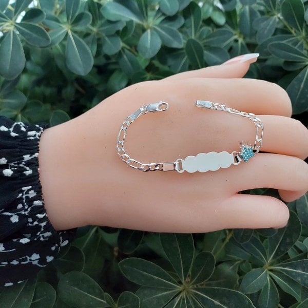 Gümüş Taçlı İsimli Bebek Bileklik