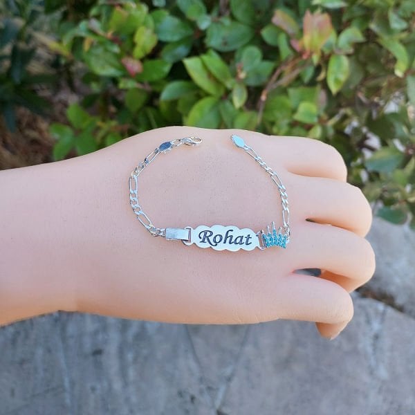 Gümüş Taçlı İsimli Bebek Bileklik