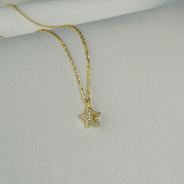 Gümüş Taşlı Yıldız Kolye