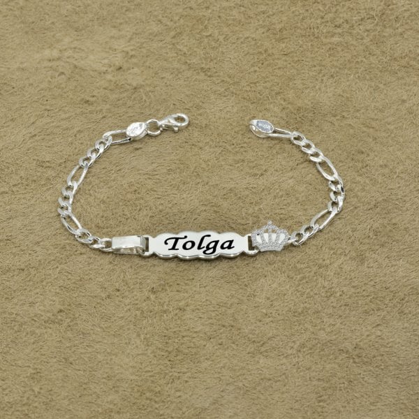 Gümüş Bulut Taçlı İsimli Çocuk Bileklik