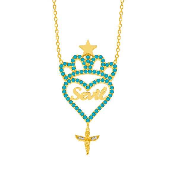 Gümüş Taşlı Kalp Özel Tasarım Harfli Kolye