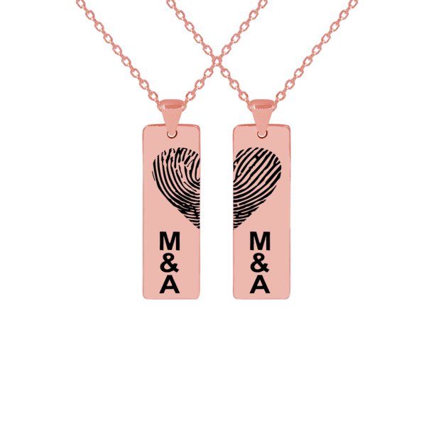 Gümüş Parmak İzi Kalp Plaka İsimli Kolye