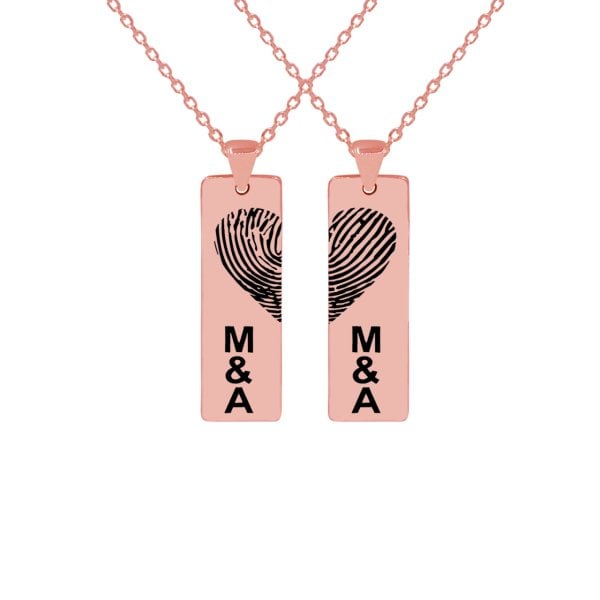 Gümüş Parmak İzi Kalp Plaka İsimli Kolye
