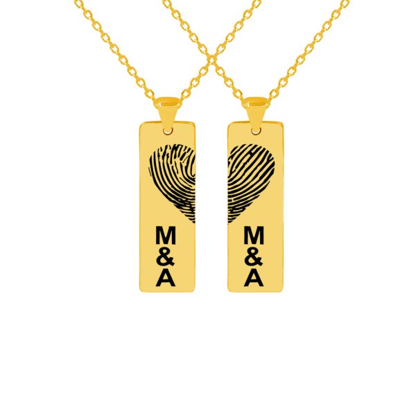 Gümüş Parmak İzi Kalp Plaka İsimli Kolye