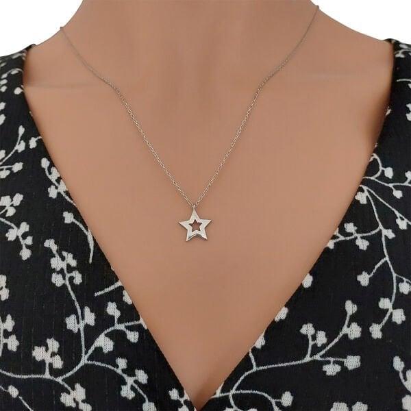 Gümüş Taşsız Minik Yıldız Kolye