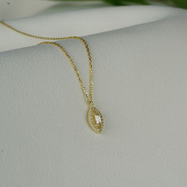 Gümüş Taşlı Baget Kolye