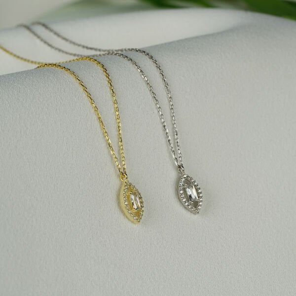 Gümüş Taşlı Baget Kolye