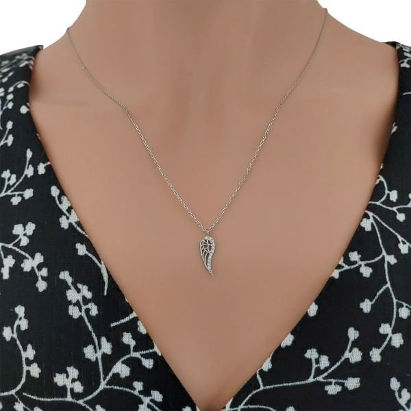 Gümüş Melek Kanatlı Kolye