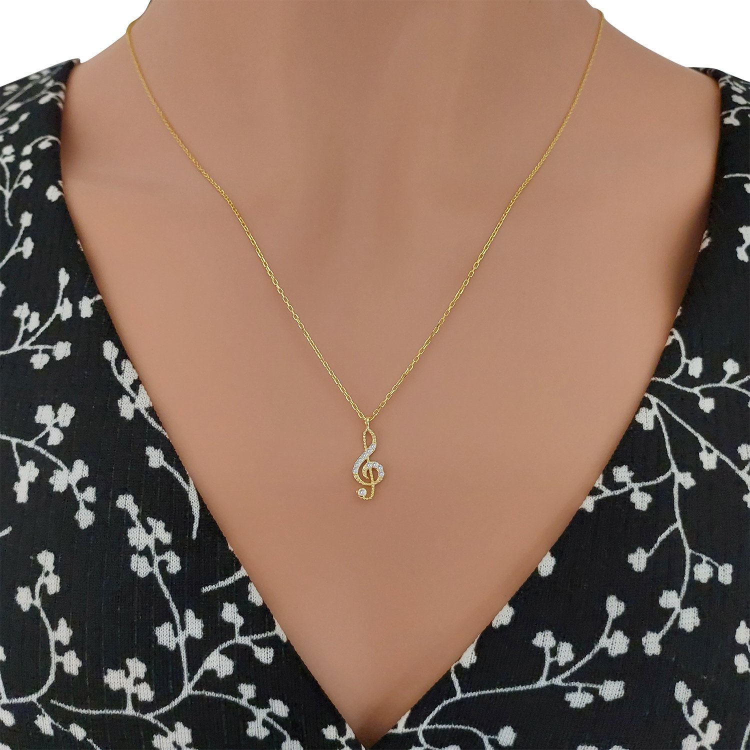 Gümüş Sol Anahtarı Kolye