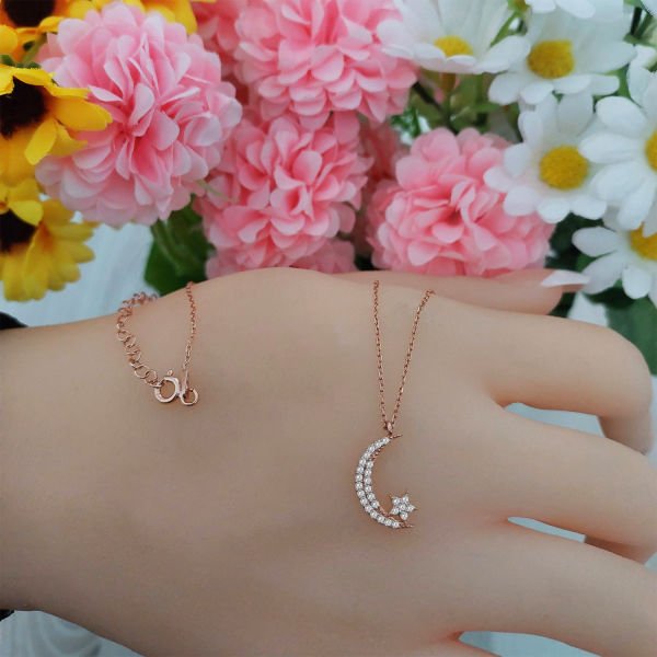 Gümüş Ay Yıldızlı Kolye