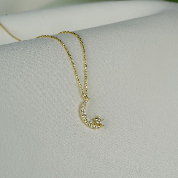 Gümüş Ay Yıldızlı Kolye