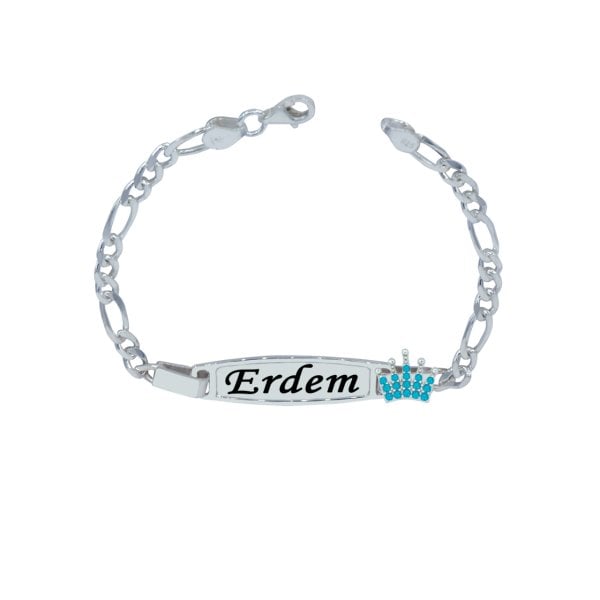 Gümüş Taçlı İsimli Bebek Bileklik
