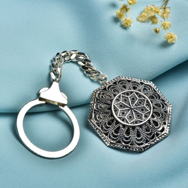 Gümüş Telkari İşlemeli İsimli Anahtarlık