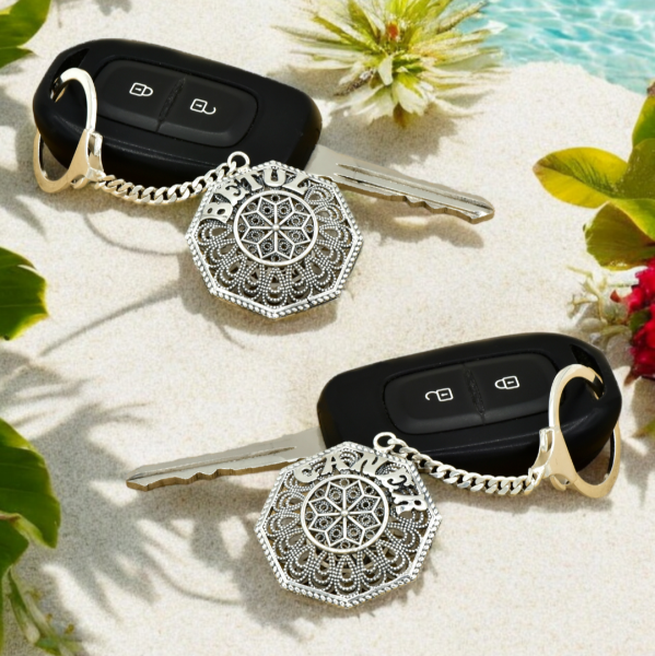 Gümüş Telkari İşlemeli İsimli Anahtarlık