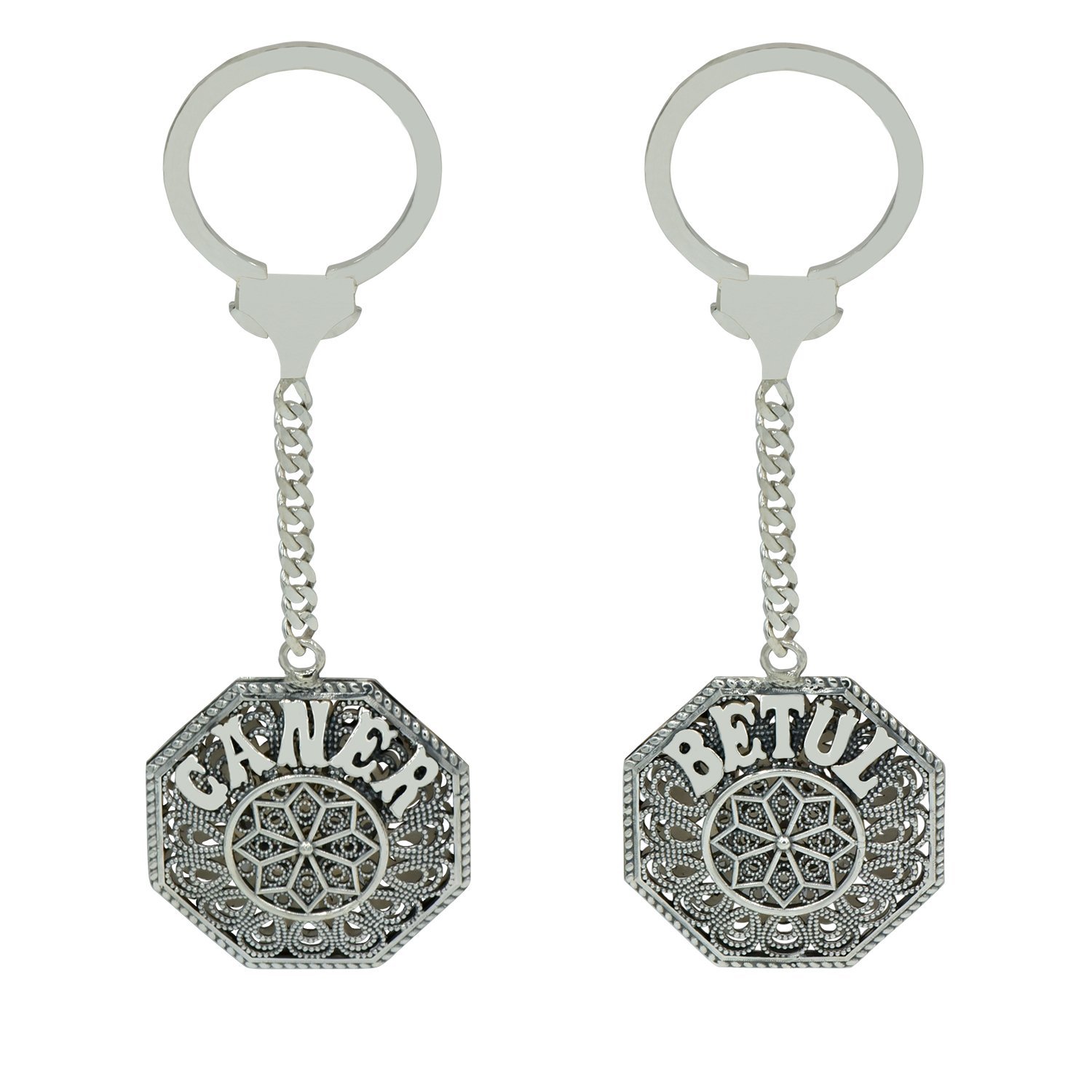 Gümüş Telkari İşlemeli İsimli Anahtarlık